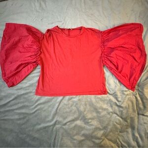 Zara Red Ruffled Puff Sleeve Crop Top

#1116
